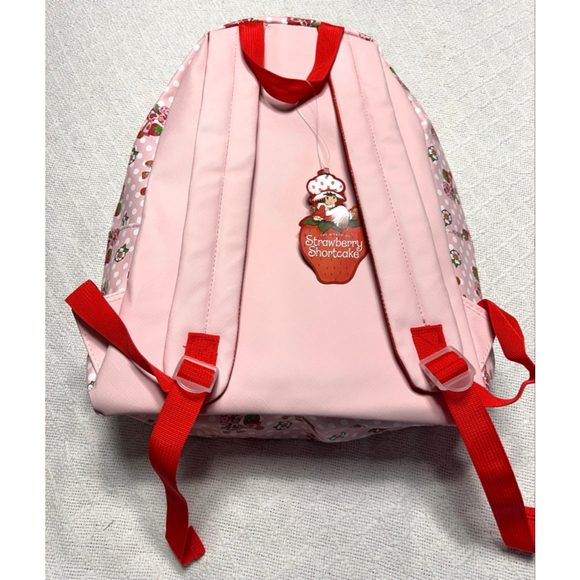 NWT Strawberry Shortcake Pink & Red Full Size Backpack with 3D Strawberry Pocket - Picture 9 of 9